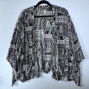 L*Space Ivory Coast Kimono Black Geometric Swim Cover Up Geometric One Size
